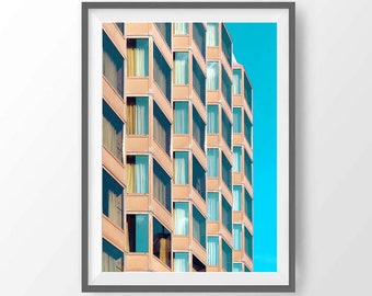 Architecture wall art, abstract photo, digital download color poster.