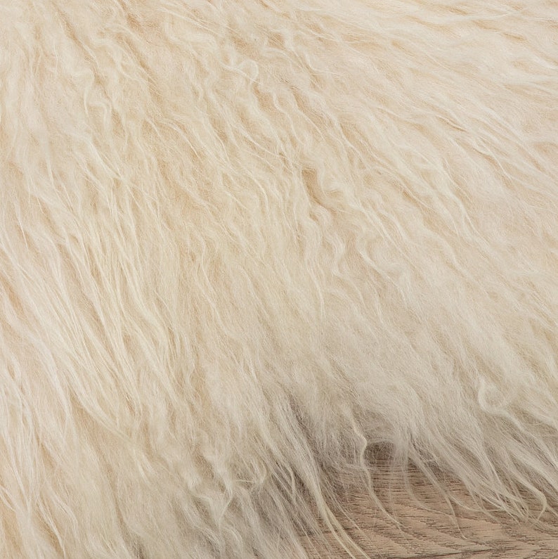 Peau de mouton WOOOL® Blanc islandais CURLY 100% réel Cheveux longs bouclés Tapis ECO image 4