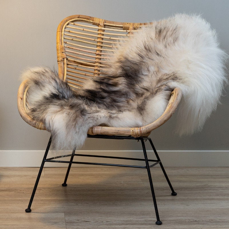 WOOOL Sheepskin Icelandic White Black 100 Genuine Long Wool Rug