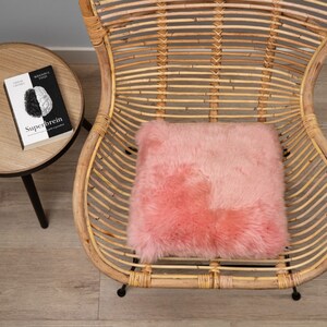 WOOOL® Sheepskin Cushion - Australian Pink (40x40cm) 100% Genuine - One Side - Soft & Comfortable