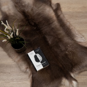 Piel de reno WOOOL® - Laponia Dark Melange - Piel de reno - Piel de animal 100% real - ECO+