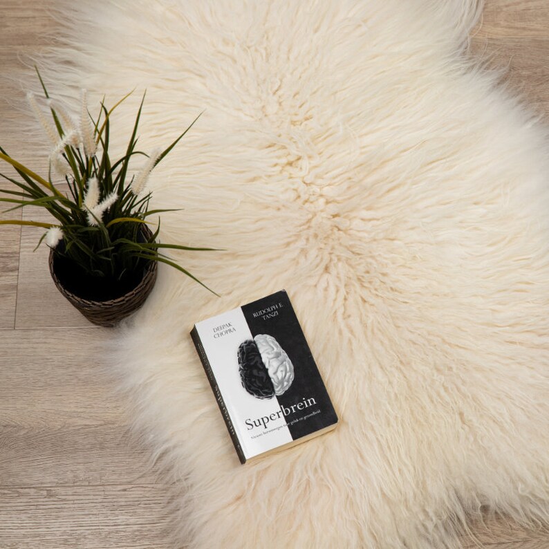 Peau de mouton WOOOL® Blanc islandais CURLY 100% réel Cheveux longs bouclés Tapis ECO image 2