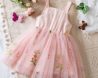 Tank Top Pastel Color Flower Dress for Girls