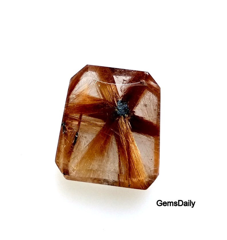 Eatrhmined Trapiche Rutile Quartz for Jewellery Pendant Natural Star Rutilated Quartz 17.55 CT 18.7x16.4 MM Star Rutile Quartz Pendant
