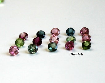 AAA Quality 2.5 MM Natural Tourmaline Multi Color Faceted Round