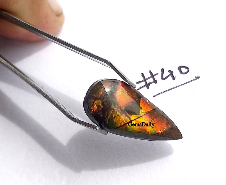 Top Quality Cabochons For One Piece 100 /% Natural Gemstone 6x14 MM Natural Ammolite Fossil Gemstone Iridescent Matrix