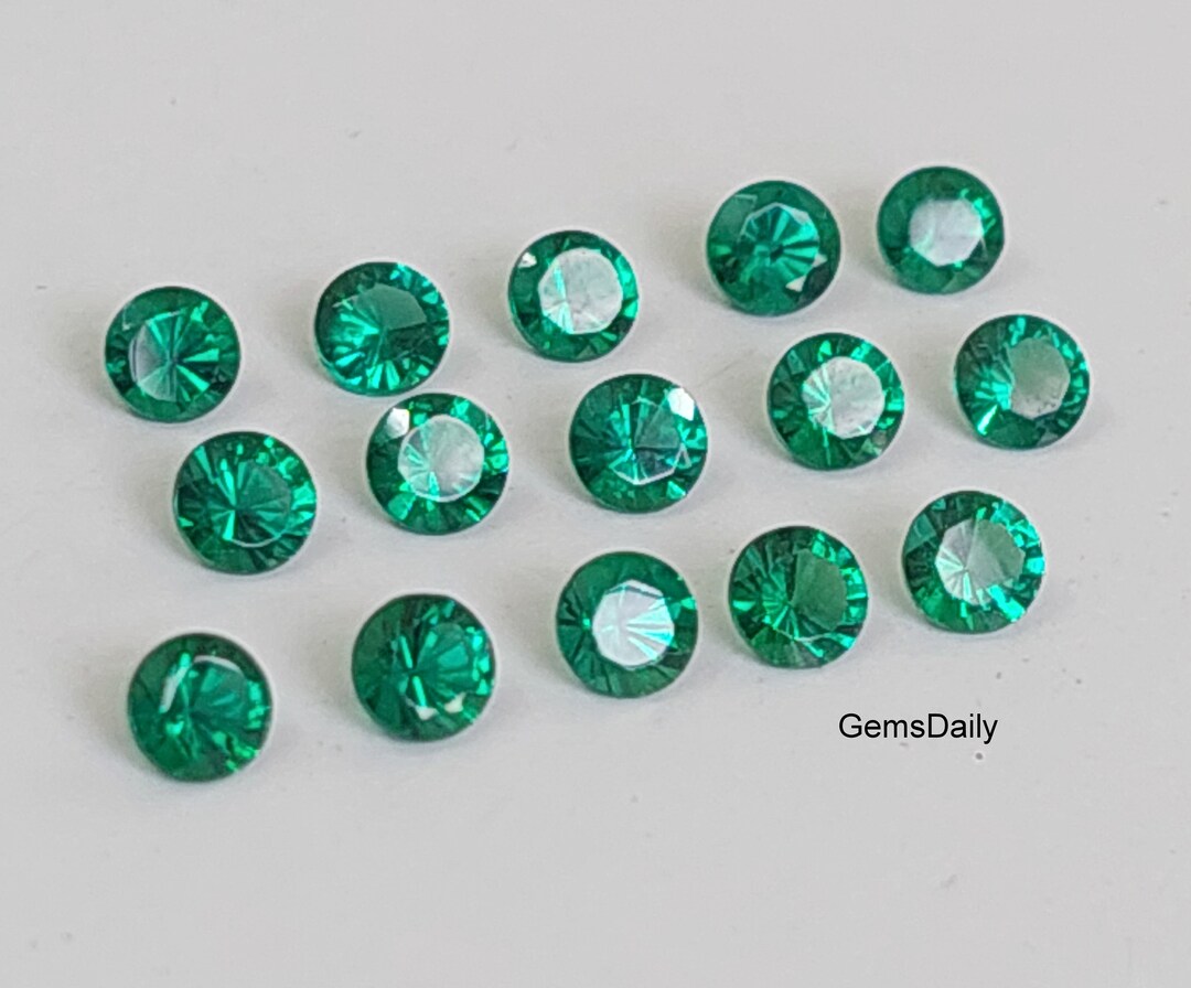 3MM Lab Grown Emerald Round Lab Created Top Quality Emerald Etsy