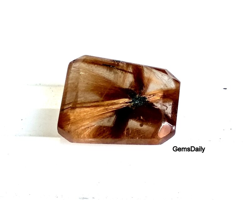 Eatrhmined Trapiche Rutile Quartz for Jewellery Pendant Natural Star Rutilated Quartz 17.55 CT 18.7x16.4 MM Star Rutile Quartz Pendant