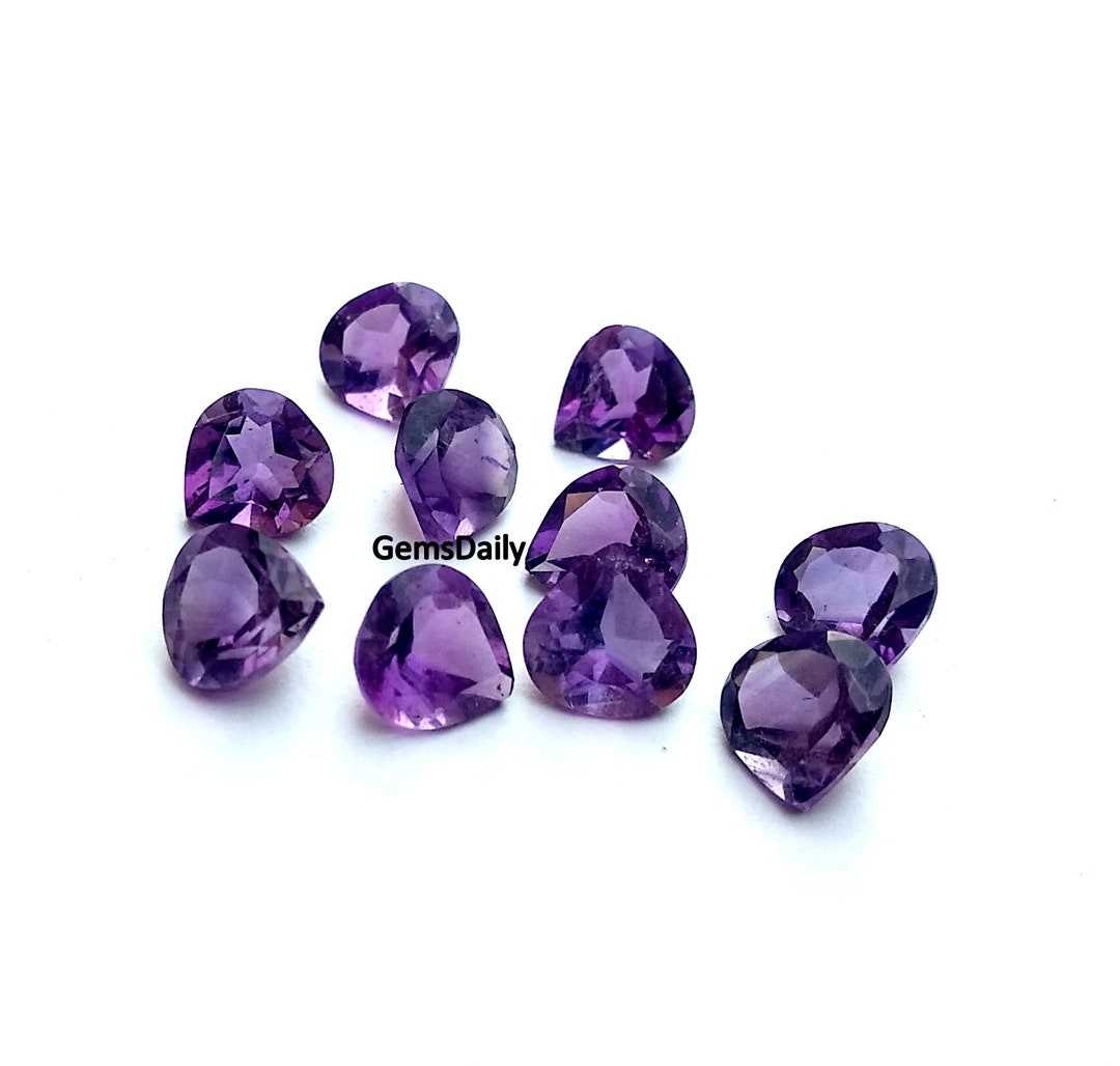 10 Piece Lot 4MM to 8MM AAA Quality Natural Amethyst Heart Shape Loose