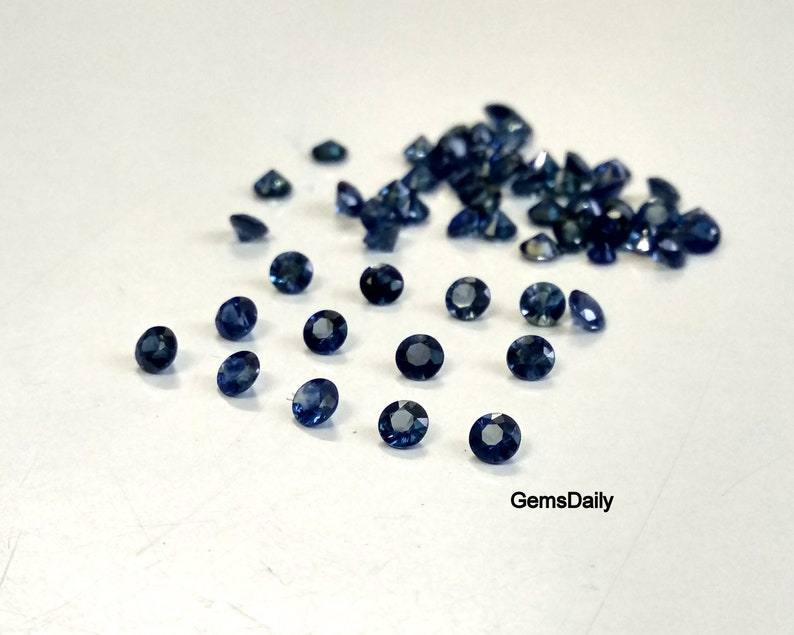 100 Piece Lot 1MM Natural Blue Sapphire Round Diamond Cut Gemstone