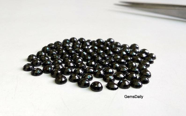 100 Piece Lot 6MM Natural Black Spinel AAA Quality Black Spinel Round Rosecut Loose Gemstone