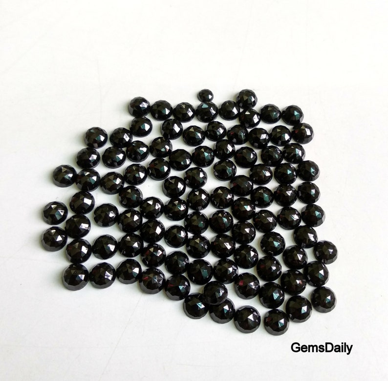100 Piece Lot 6MM Natural Black Spinel AAA Quality Black Spinel Round Rosecut Loose Gemstone