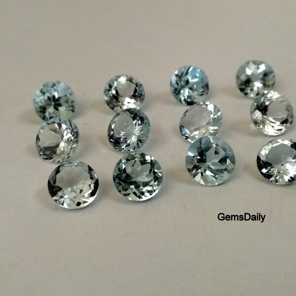 4mm Faceted Aquamarine Loose Beads – Round, AAA Quality, 15" Strand, Natural Blue Gemstone