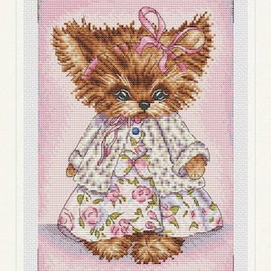 Yorkie Kreuzstich Muster PDF Sofortiger Download Niedliche Welpen Kreuzstich Diagramm Yorkshire Terrier Kreuzstich Muster Kleid Kreuzstich