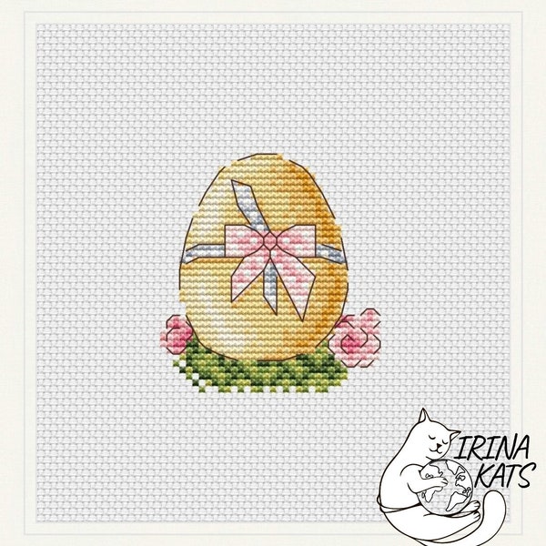 Easter Egg Cross stitch Pattern PDF Instant download Easter Cross Stitch Chart Ribbon Flowers Cross Stitch Cute Pattern Small Cross Stitch