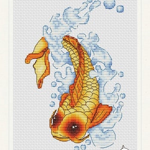 Gold Fisch Kreuzstich Muster PDF Sofort Download Lucky Koi Kreuzstich Vorlage Goldener Fisch Kreuzstich Vorlage Fische Kreuzstich Muster