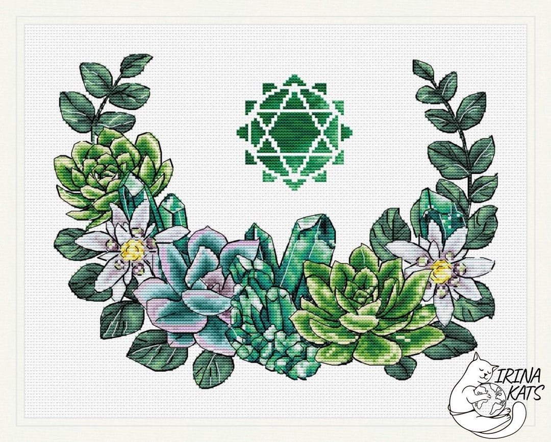 Anahata Cross Stitch Pattern Instant Download PDF Heart Chacra Cross ...