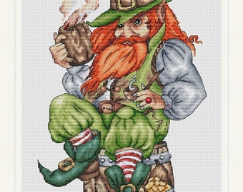 Leprechaun Cross Stitch Pattern, Irish St. Patrick's Day Chart (PDF)