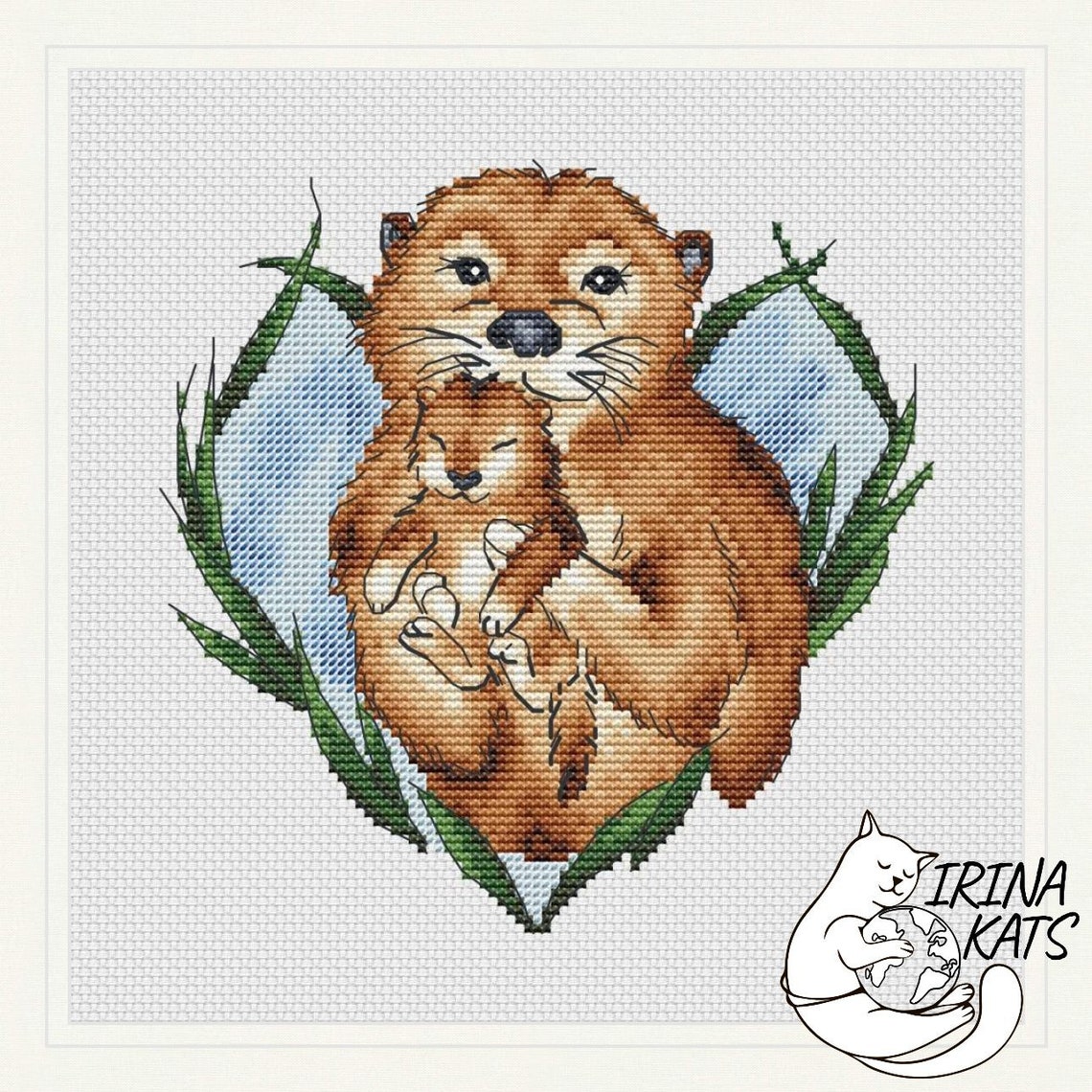 Otter Cross Stitch Pattern PDF Instant Download Otters Family - Etsy