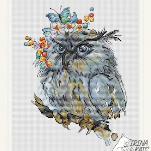 Owl Cross Stitch Pattern Baby Owlet Cross Stitch Chart PDF Instant Download Spring Wreath Cross Stitch Pattern Cute Baby Cross Stitch Chart