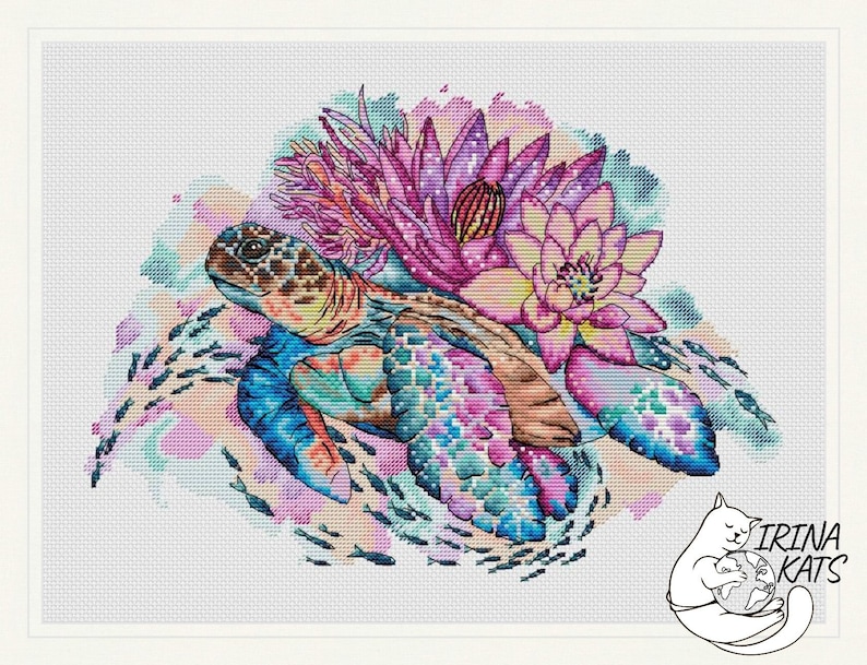 Turtle Cross Stitch Pattern Instant Download PDF Sealife Cross Etsy