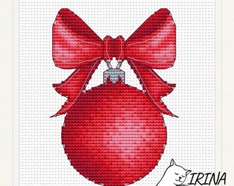 Christmas Ball Cross Stitch Pattern: Red Ornament (PDF)
