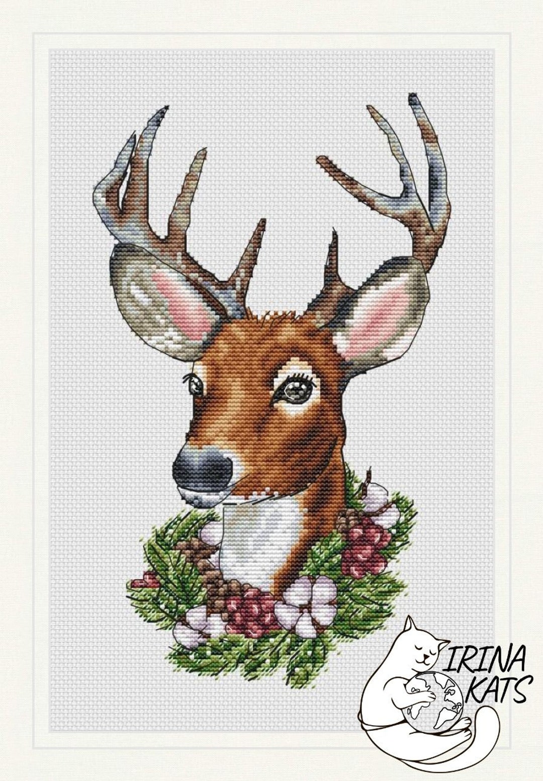 Winter Deer Cross Stitch Pattern Deer Instant Download PDF Winter Decor ...