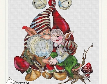 Gnomes in Love Cross Stitch Pattern (PDF Download)