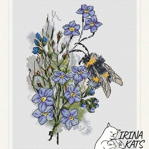 Summer Motive Cross Stitch Pattern Bee Cross Stitch Chart Instant Download PDF Flowers Cross Stitch Pattern Bamble Bee Cross Stitch Chart