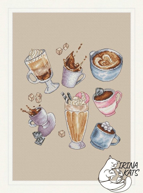 Coffee Quote Cross Stitch Pattern Download PDF Coffee Sampler 