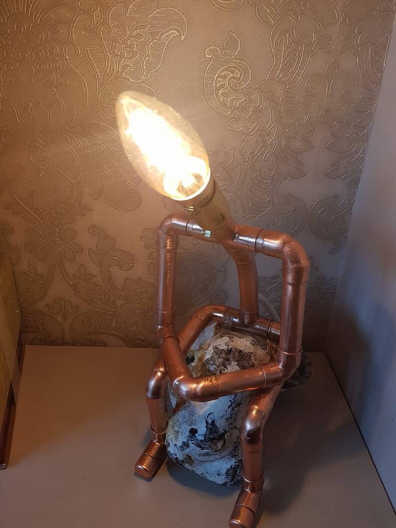 Copper Pipe Rock Man Lamp Retro Edison Bulb Unique Gift Etsy
