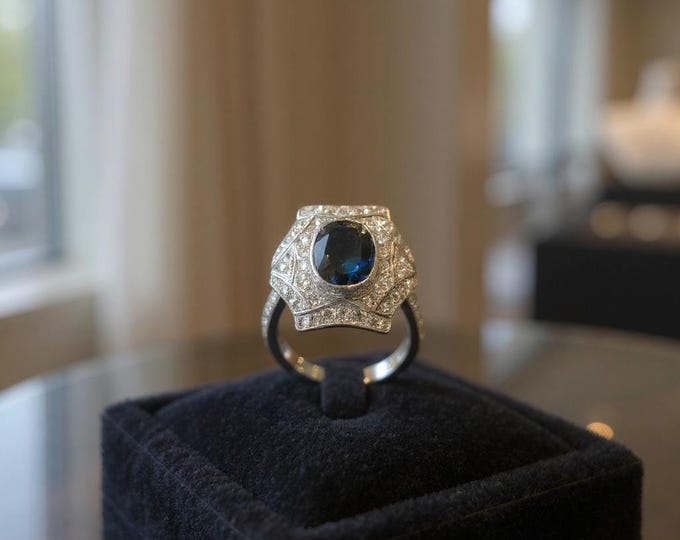 Art Deco Blue Sapphire Ring