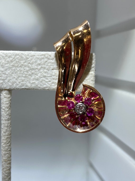 Retro Ruby and Diamond Earring Climbers - image 3