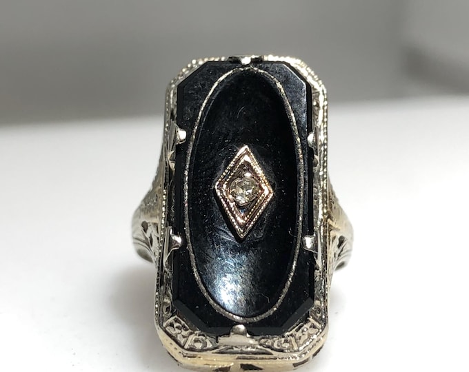 Vintage Onyx Shield Ring