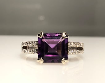 Bague améthyste et diamant