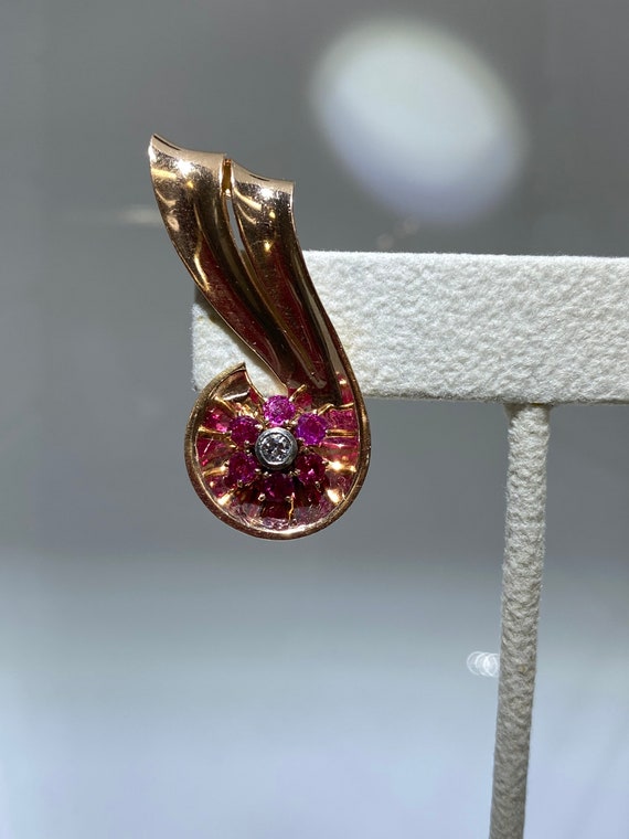 Retro Ruby and Diamond Earring Climbers - image 6