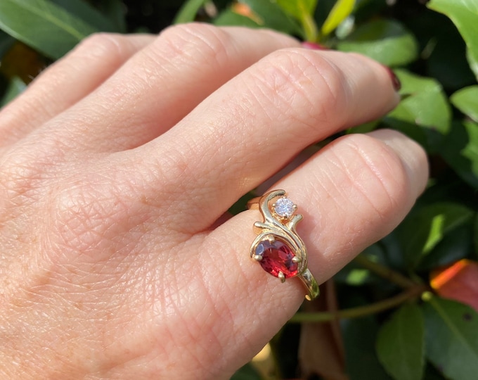 Rhodolite Garnet and Diamond Ring