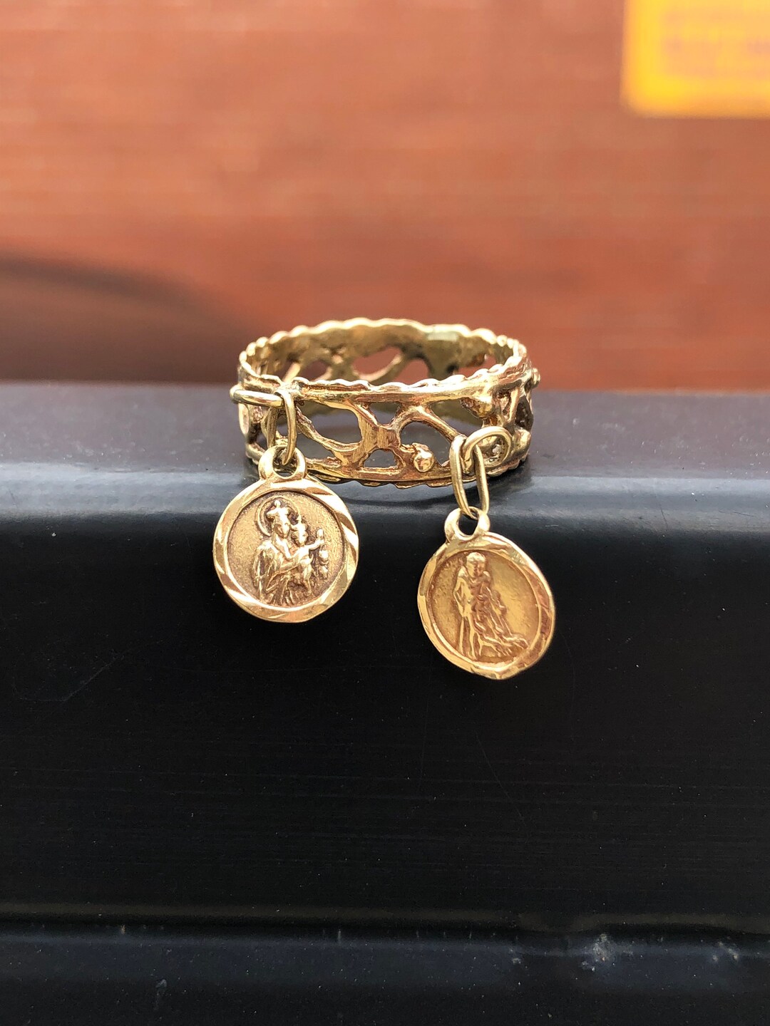 Religious Dangle Ring Etsy