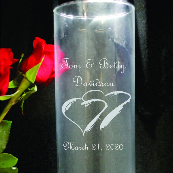 10" Tall Crisa  Laser Engraved Wedding Vase or Pillar Unity Candle Holder.  (PLEASE READ DESCRIPTION)