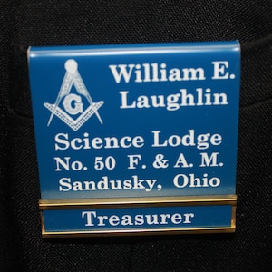 Over Pocket  Masonic Officer or Members Name Badge with interchangeable title slide for all Bodies (Ordering Instructions in DESCRIPTION)