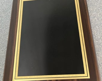 7" x 9" Walnut Finish plaque with Laser Engraved Face Plate (Shown with Flourentine Faceplate) (Sorry, Tear Drop Plate No longer Available)