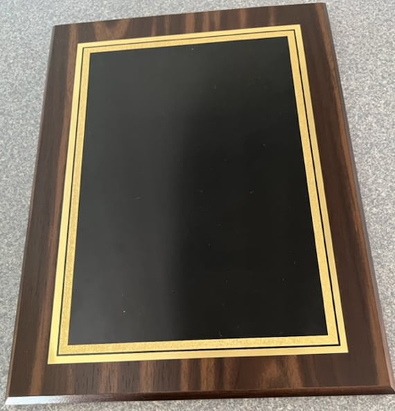 7" x 9" Walnut Finish plaque with Laser Engraved Face Plate (Shown with Flourentine Faceplate) (PLEASE READ DESCRIPTION)