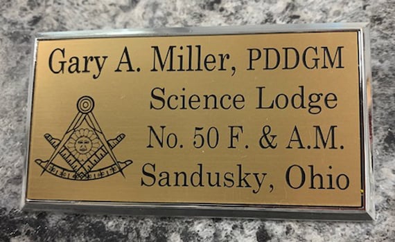 Masonic 1.5"x3" Sq. Corners Framed Magnetic or pin on Members Name Badge (Ordering Instructions in DESCRIPTION) Frame & Insert color choice