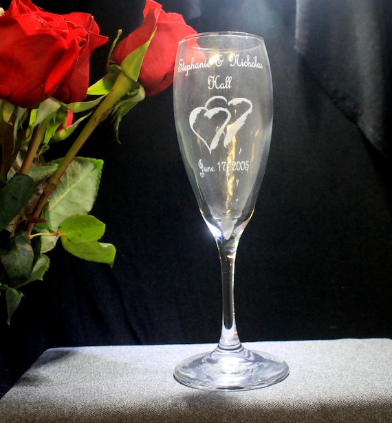 Wedding Tear Drop Laser Engraved Flutes( set of 2 ) Ideal for that Special occasions (PLEASE READ DESCRIPTION)