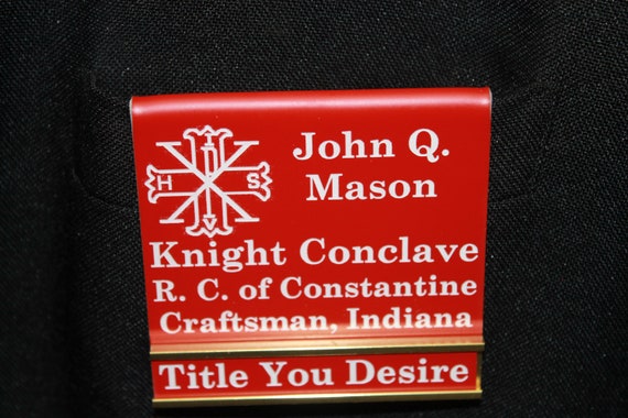 Red Cross of Constantine Officer or Members over the pocket or Magnetic Name Badge w/changeable title slide (PLEASE READ DESCRIPTION)