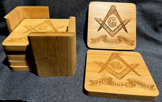 Laser Engraved Bamboo Coaster Set (Set of 6) (Ordering Instructions in DESCRIPTION)