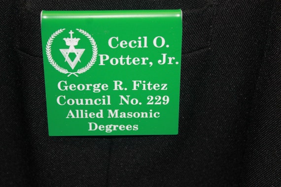 Allied Masonic Degrees  Members over the pocket or Magnetic Name Badge (Ordering Instructions in DESCRIPTION)