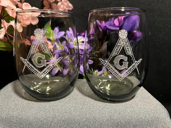 Masonic 20 oz. Smoke Stemless Wine Glasses ( set of 2 )