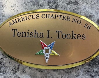 New and Improved OES Wide Oval Members Badge Choice of Frame(Choice of Mag or pin on)