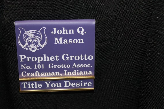 Grotto Officer or Members over the pocket or magnetic Name Badge w/changeable title slide bar (PLEASE READ DESCRIPTION) (Disc. Available)